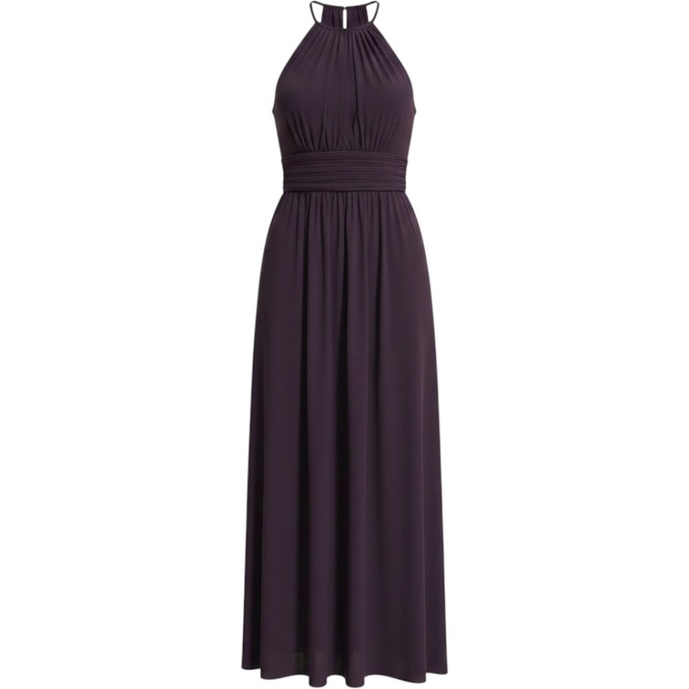 Levkoff Womens Plum Purple Halter Chiffon Formal Maxi Dress Size 10 RN 82955‎